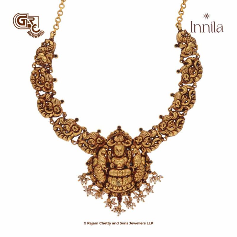 Antique Lakshmi Gold Beads Silver Necklace