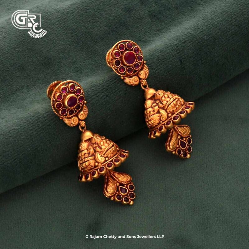 Antique Lakshmi Ruby StoneJimikki Earring