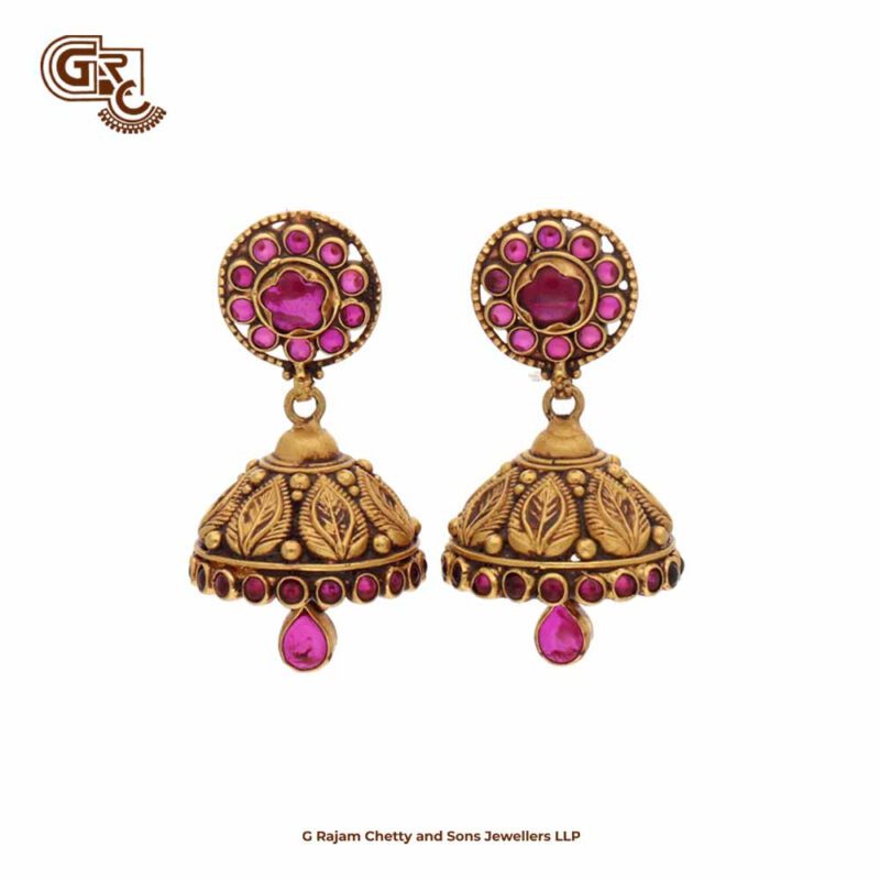 Antique Lakshmi Ruby StoneJimikki Earring