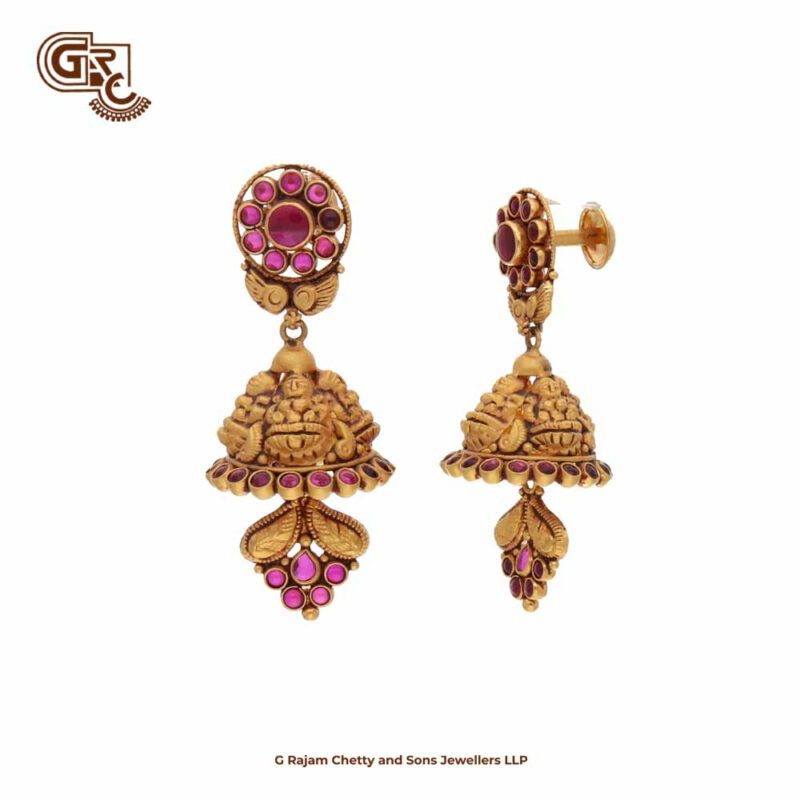 Antique Lakshmi Ruby StoneJimikki Earring