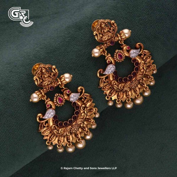 Antique Lakshmi Chandballi Floral Beads Fancy Earring