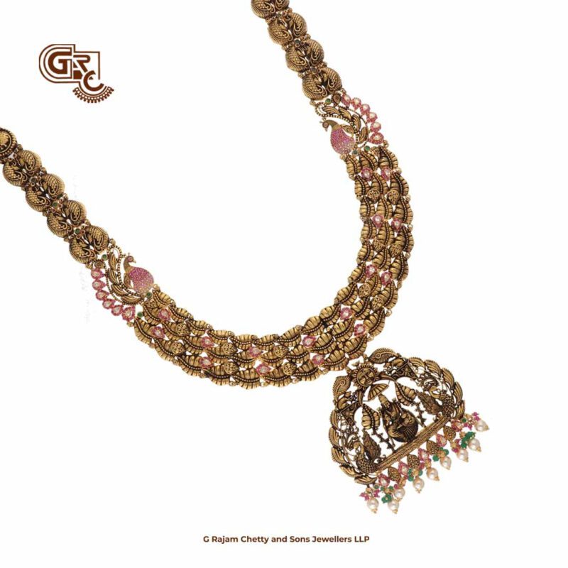 Antique Lakshmi Floral peacock Traditional Necklace