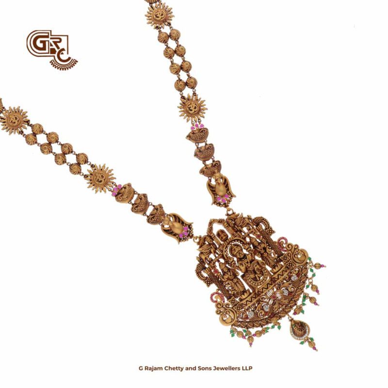 Antique Lakshmi Floral Gold Beads Traditional Haram