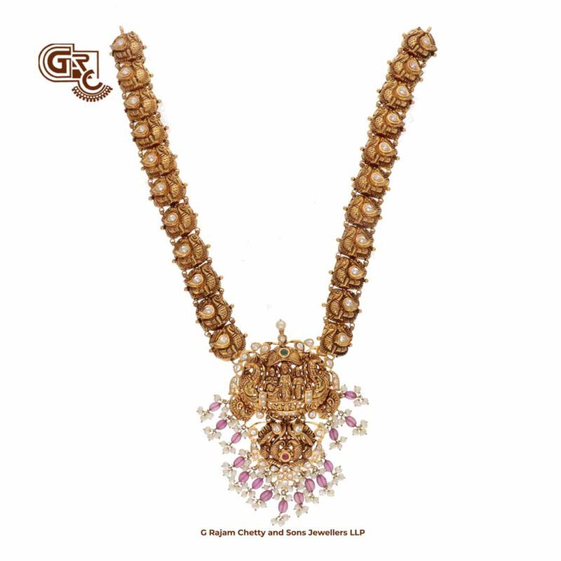 Antique Sitharama Peacock Floral Traditional Necklace