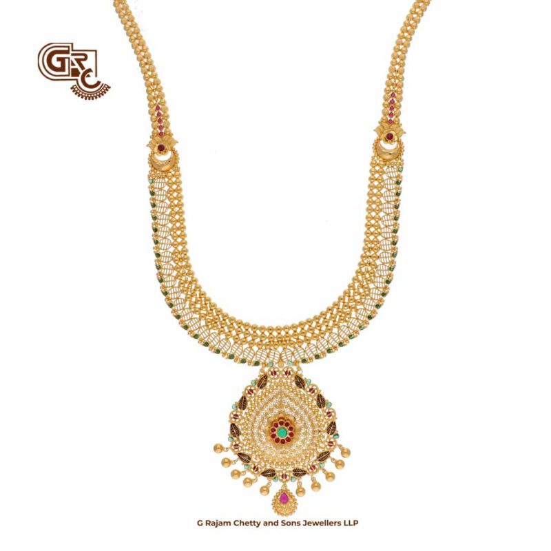 Floral Thilagam Pendant Traditional Haram