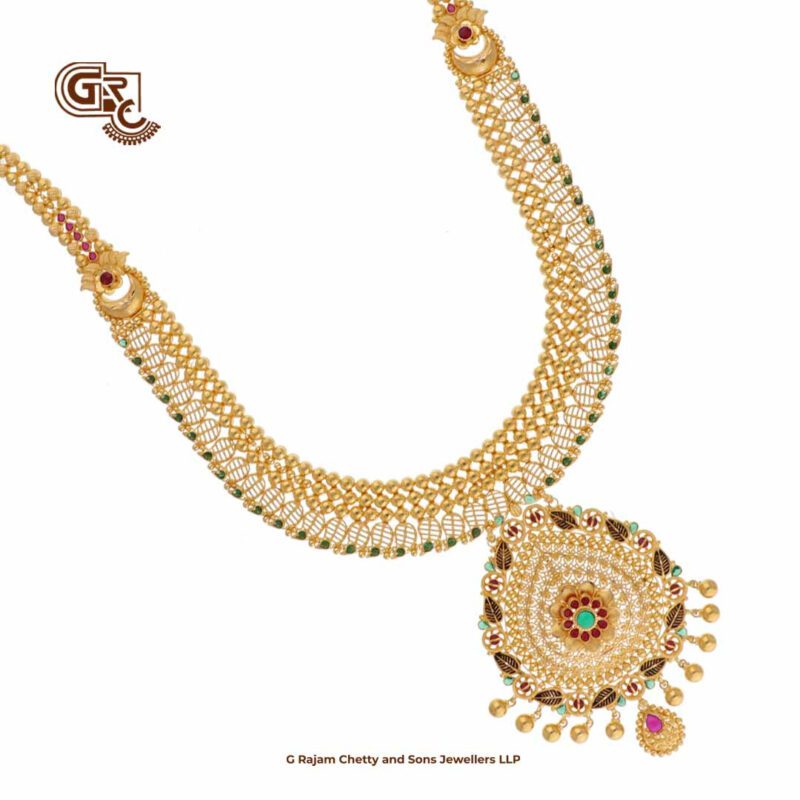 Floral Thilagam Pendant Traditional Haram