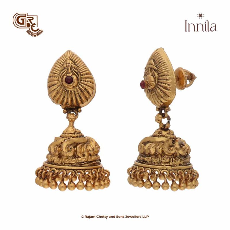 Antique Thilagam Jimikki Silver Earring