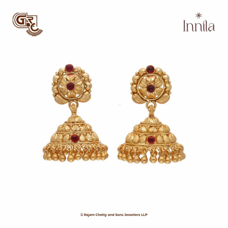 Kamalam Leaf Thilagam Floral Jimikki Silver Earring