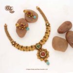 Antique Kamalam Floral Famcy Stone Necklace with Earring