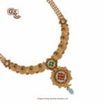 Antique Kamalam Floral Famcy Stone Necklace with Earring