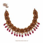 Antique Lakshmi Floral Pink Beads Gold Necklace