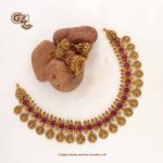 Antique Lakshmikasu Pink Stone Traditional Necklace and Stud