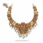 Antique Lakshmi Floral Green Beads Necklace