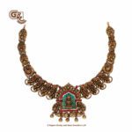 Dark Antique Lakshmi Floral Gold Beads Necklace