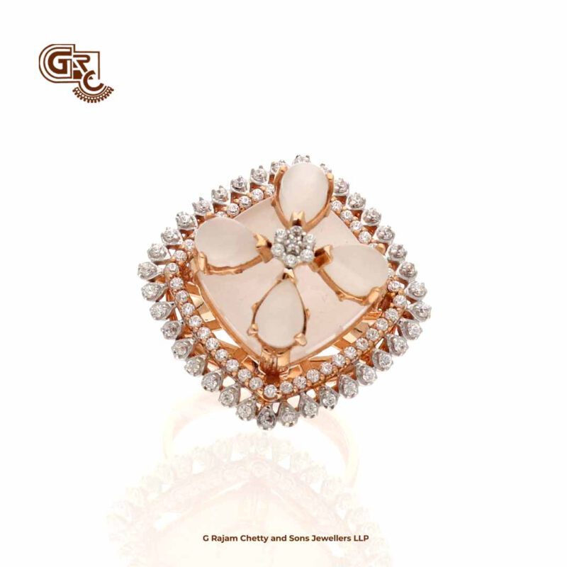 Fancy Cream Stone Rose gold Ladies Ring