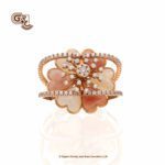 Fancy Stone Flower Rose gold Ladies Ring