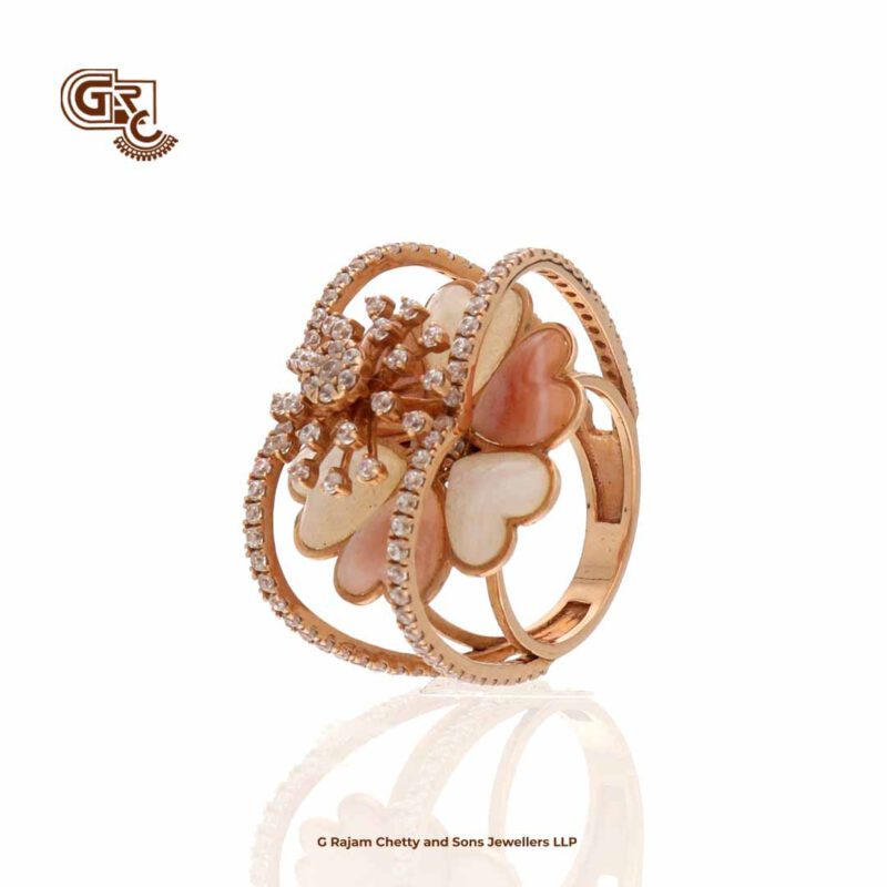 Fancy Stone Flower Rose gold Ladies Ring