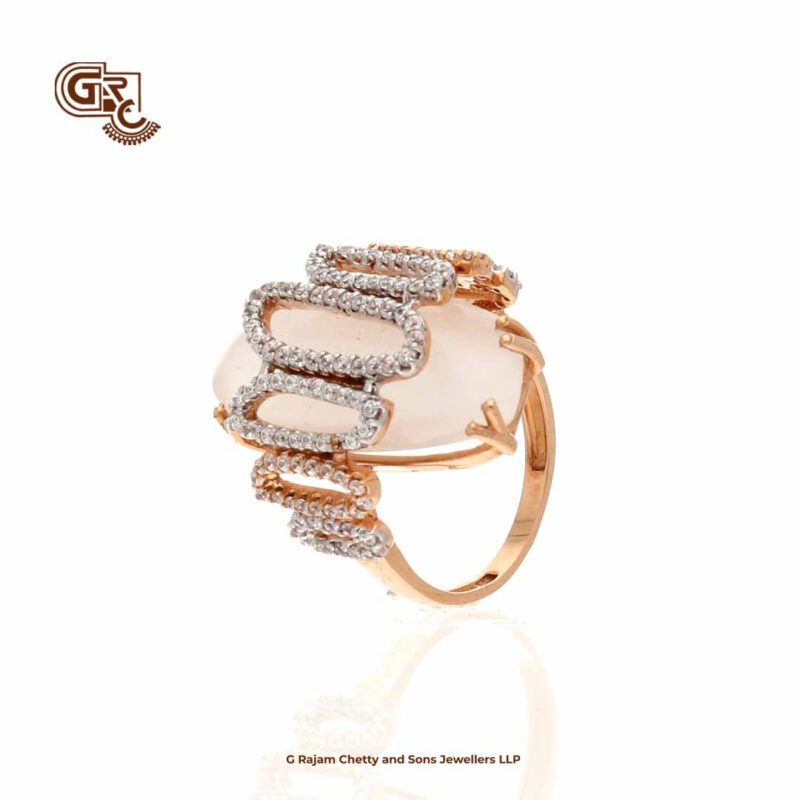 Fancy Stone Cream White Rose gold Ladies Ring