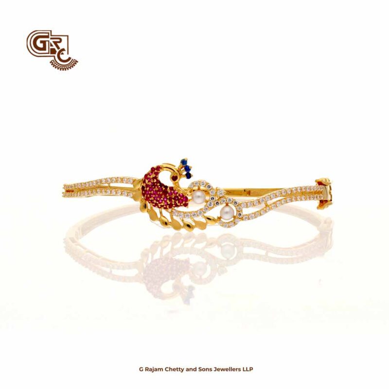 Elegant Glittering Stone Pink Peacock Ladies Bracelet