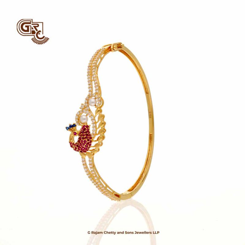 Elegant Glittering Stone Pink Peacock Ladies Bracelet