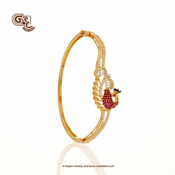 Elegant Glittering Stone Pink Peacock Ladies Bracelet