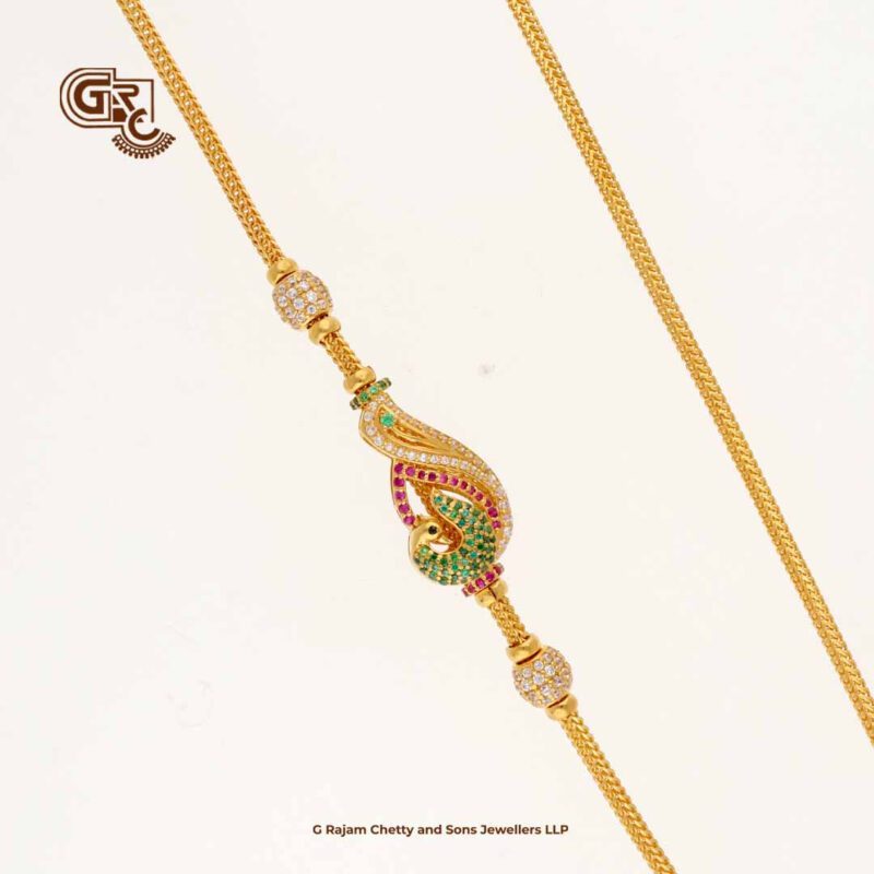 Uniques Fancy Peacock Glittering Stone Magappu Thali Chain