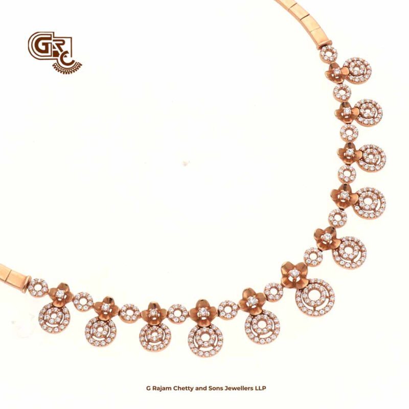 Glittering Stone Fancy 18K Necklace With Earring