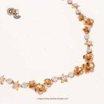 Floral Glittering Stone Fancy 18K Necklace With Earring