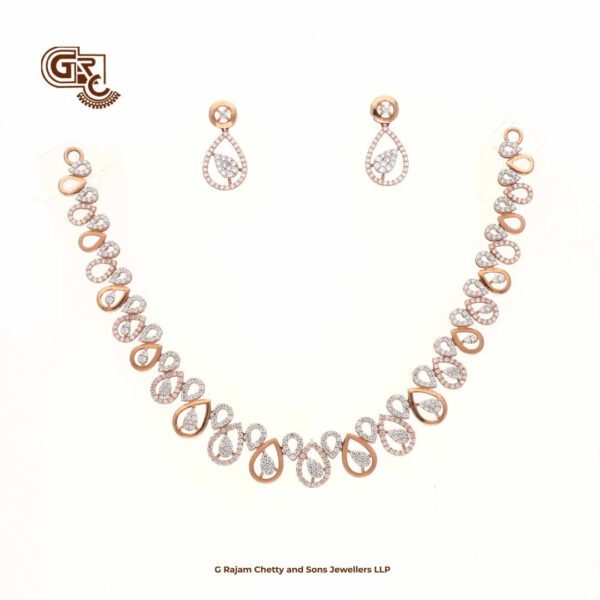 Glitter Stone Luxury Circle 18K Necklace With Earring