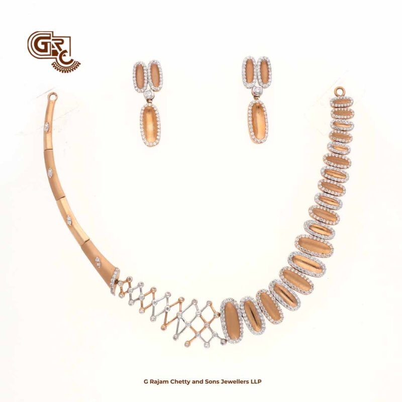 Elegant Fancy 18K Necklace With Earring