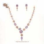 Glitter Colour Stone Fancy 18K Necklace With Earring