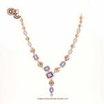 Glitter Colour Stone Fancy 18K Necklace With Earring