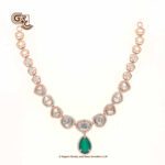 Glitter Stone Green Pentant Fancy 18K Necklace With Earring