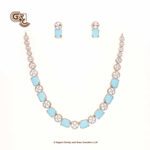 Fancy Blue Stone 18K Necklace With Earring