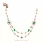 Glitter Stone Green 2Layer Fancy 18K Necklace With Earring