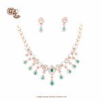 Glitter Stone GreenPentant Elegant 18K Necklace With Earring