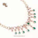 Glitter Stone GreenPentant Elegant 18K Necklace With Earring