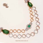 Elegant Green Stone 2Layer Luxury 18K Necklace With Earring