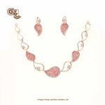 Glitter Stone Pink Manga Luxury 18K Necklace With Earring