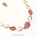 Glitter Stone Pink Manga Luxury 18K Necklace With Earring