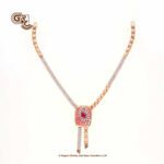 Glitter Stone Pink Fancy 18K Necklace With Earring