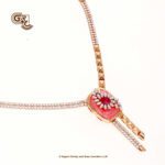 Glitter Stone Pink Fancy 18K Necklace With Earring