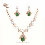 Glitter Stone Green Pentant Luxury 18K Necklace With Earring