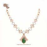 Glitter Stone Green Pentant Luxury 18K Necklace With Earring