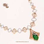 Glitter Stone Green Pentant Luxury 18K Necklace With Earring