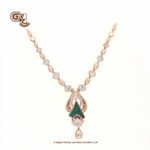 Glitter Stone Green Pentant Luxury 18K Necklace With Earring