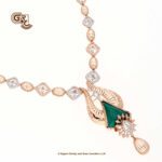 Glitter Stone Green Pentant Luxury 18K Necklace With Earring