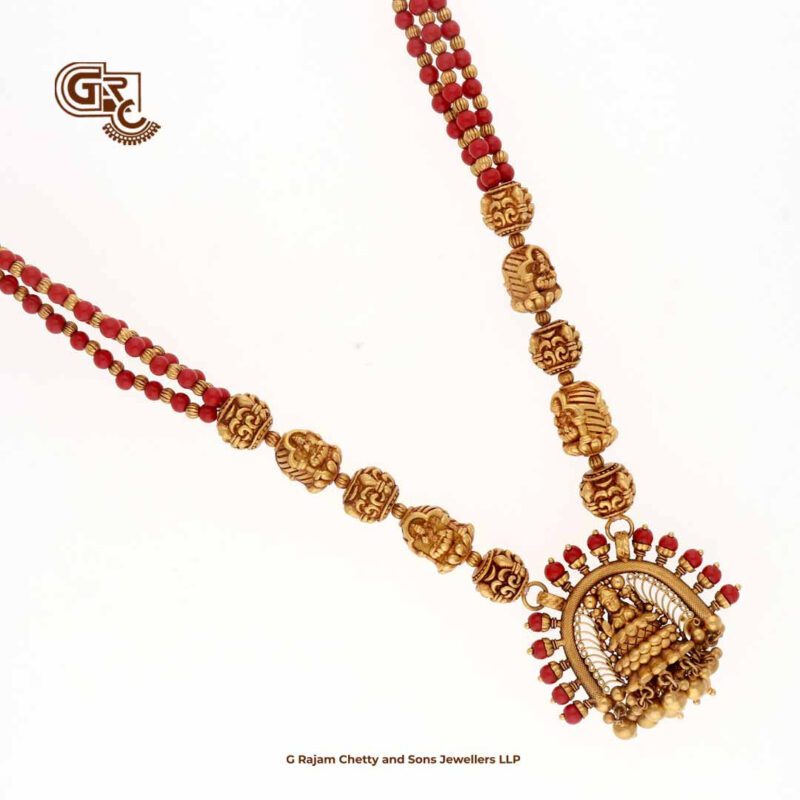 Antique Lakshmi Red Coral Traditional Necklace