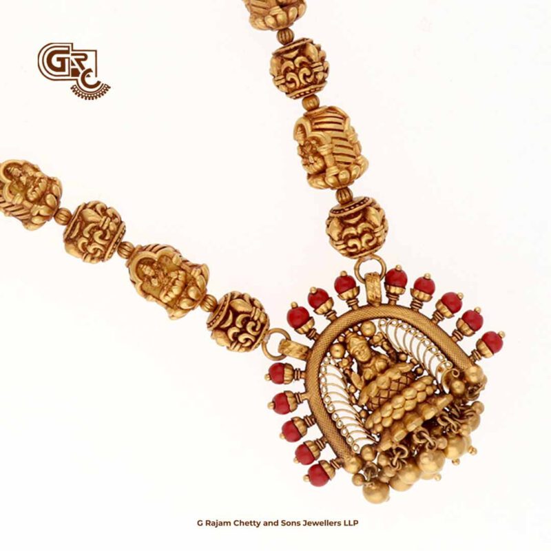 Antique Lakshmi Red Coral Traditional Necklace