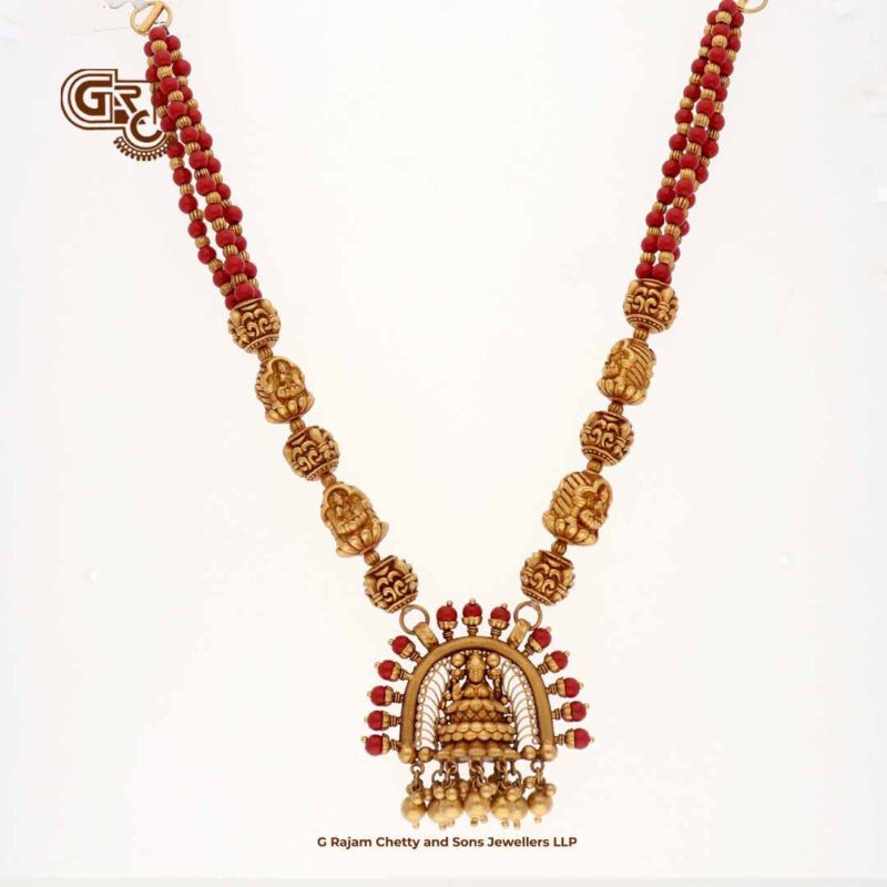 Antique Lakshmi Red Coral Traditional Necklace